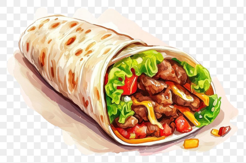 PNG  Burito food white background vegetable.