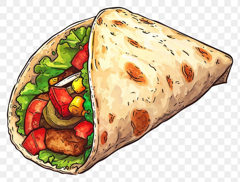 PNG  Burito bread food white background.