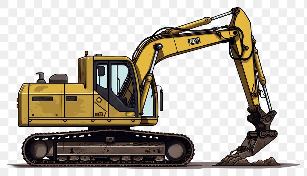 PNG Excavator  white background construction.