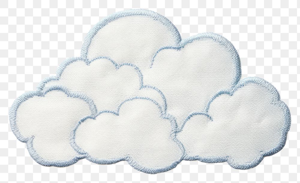 PNG Cloud in embroidery style pattern textile white.