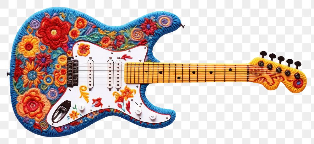 PNG Guitar in embroidery style creativity pattern string.