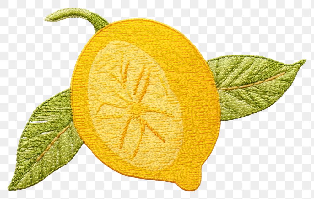 PNG Lemon in embroidery style pattern textile fruit.