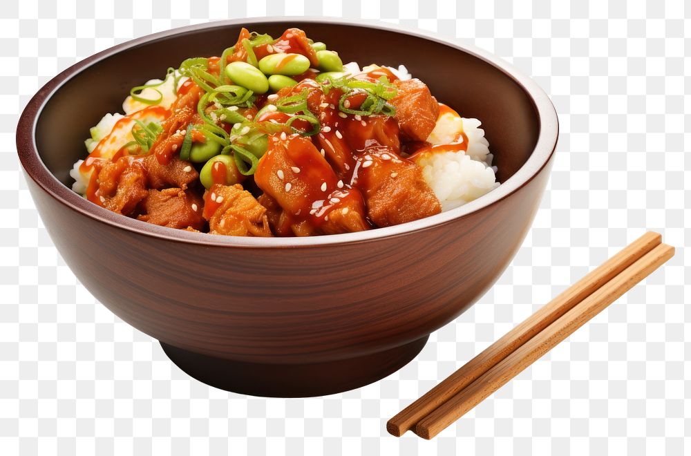 PNG Donburi food chopsticks bowl.