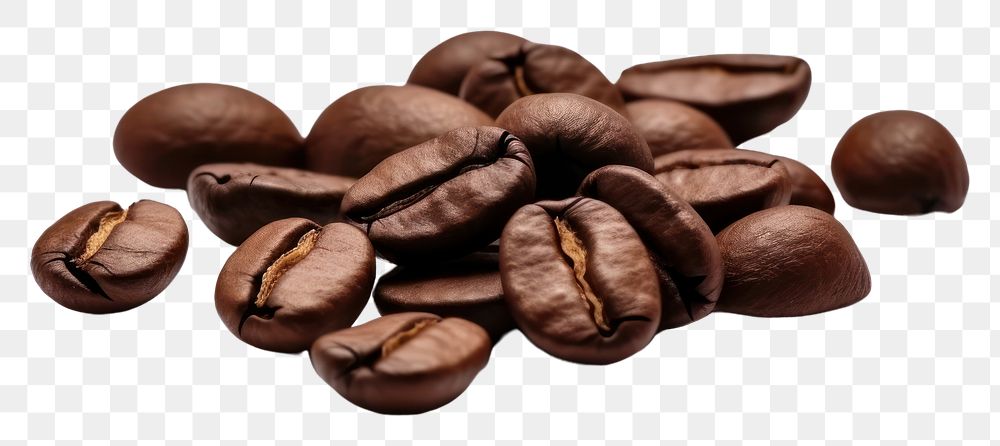 PNG Coffee beans white background chocolate freshness.