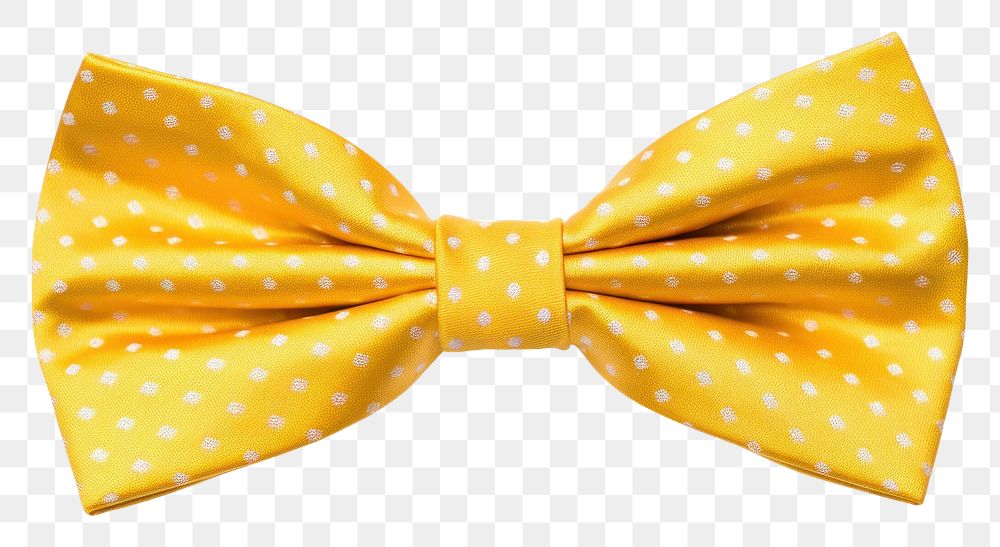 PNG Funky polka dotted bow tie yellow white background accessories.