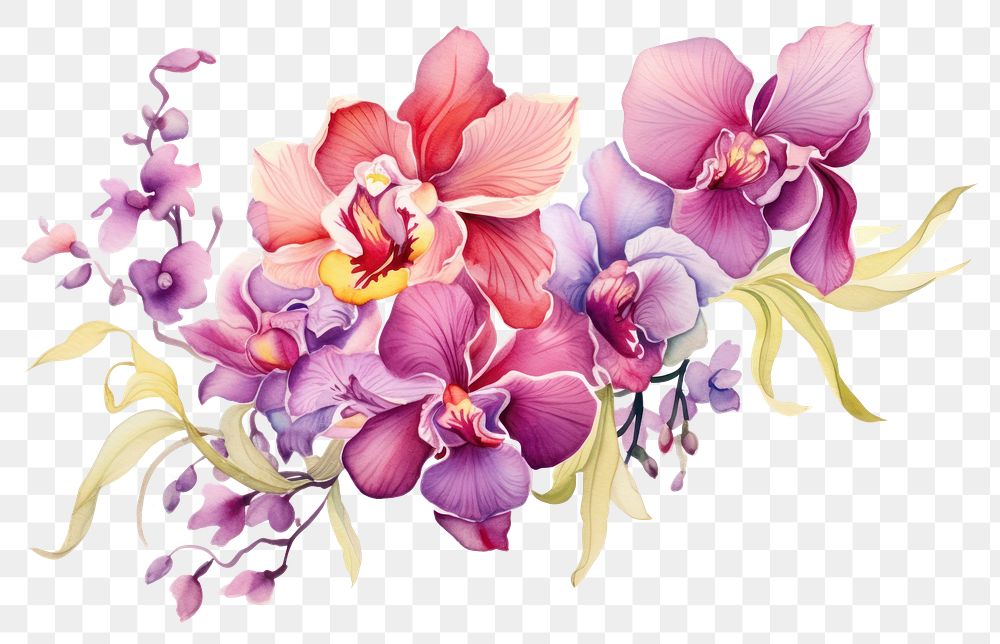 PNG Colorful orchid flower wrearth plant white background inflorescence.