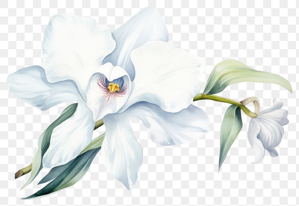 PNG White orchid flower nature plant white background.