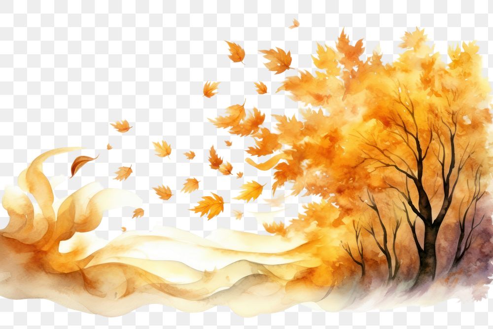 PNG Blowing Autumn leaves outdoors autumn nature.