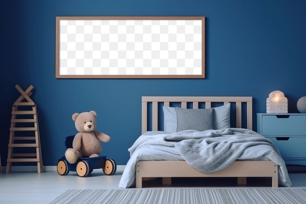 PNG bedroom's picture frame mockup, transparent design