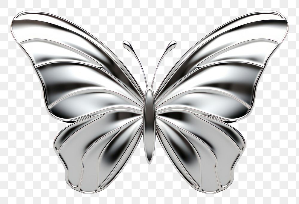 PNG Butterfly in Chrome material white background accessories accessory.