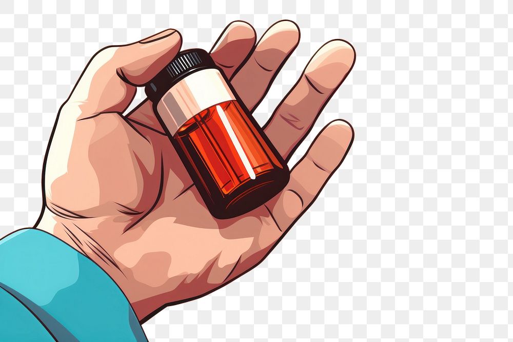 PNG  A hand holding a supplement bottle pill medication container. AI generated Image by rawpixel.