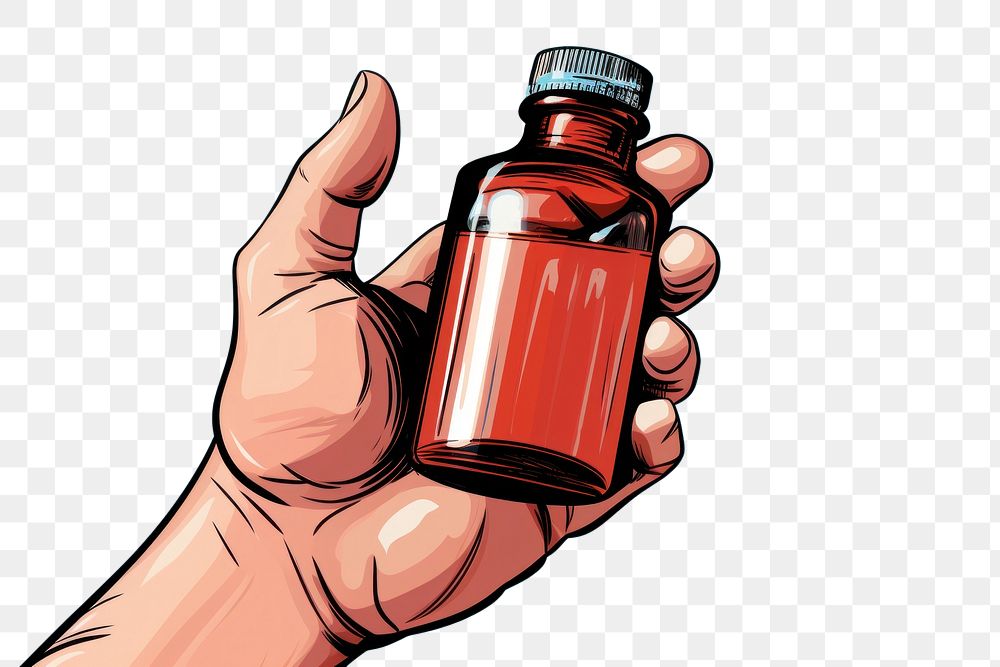 PNG  A hand holding a supplement bottle adult medication container. AI generated Image by rawpixel.