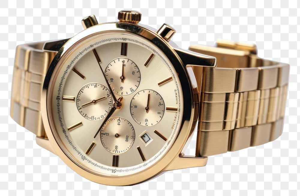 PNG Gold Wrist Watch wristwatch platinum accuracy. AI generated Image by rawpixel.