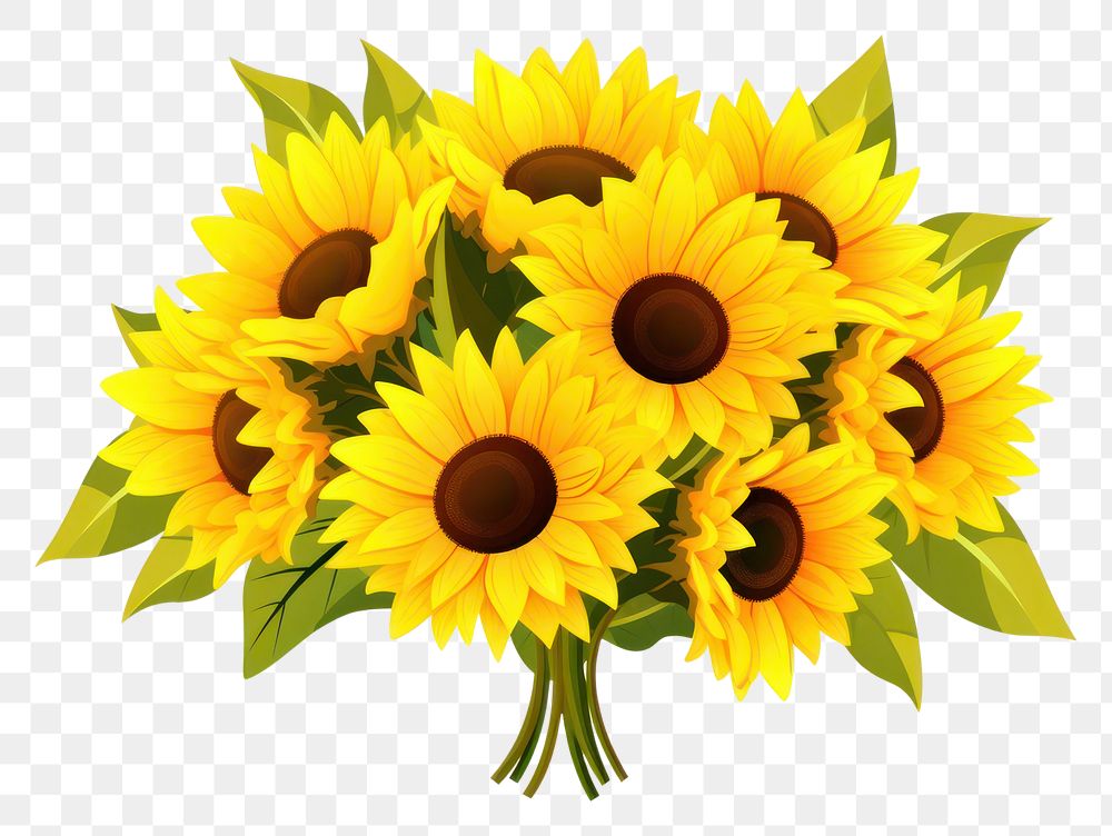 PNG Sunflower bouquet sunflower plant white background.