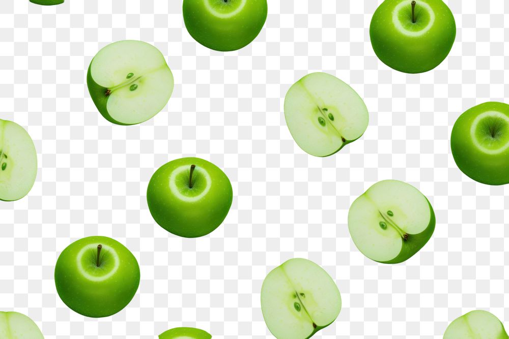 PNG Green apple slices pattern green backgrounds plant. AI generated Image by rawpixel.