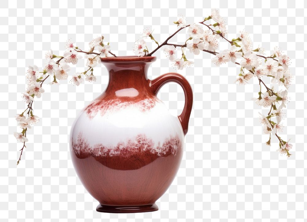 PNG Vase pottery blossom flower.