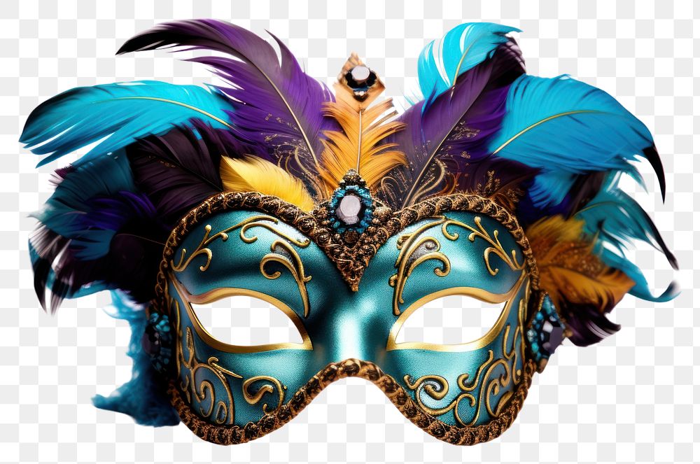 PNG Mardi gras carnival mask white background.