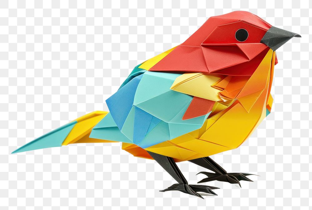 PNG A colorful bird origami animal paper art.