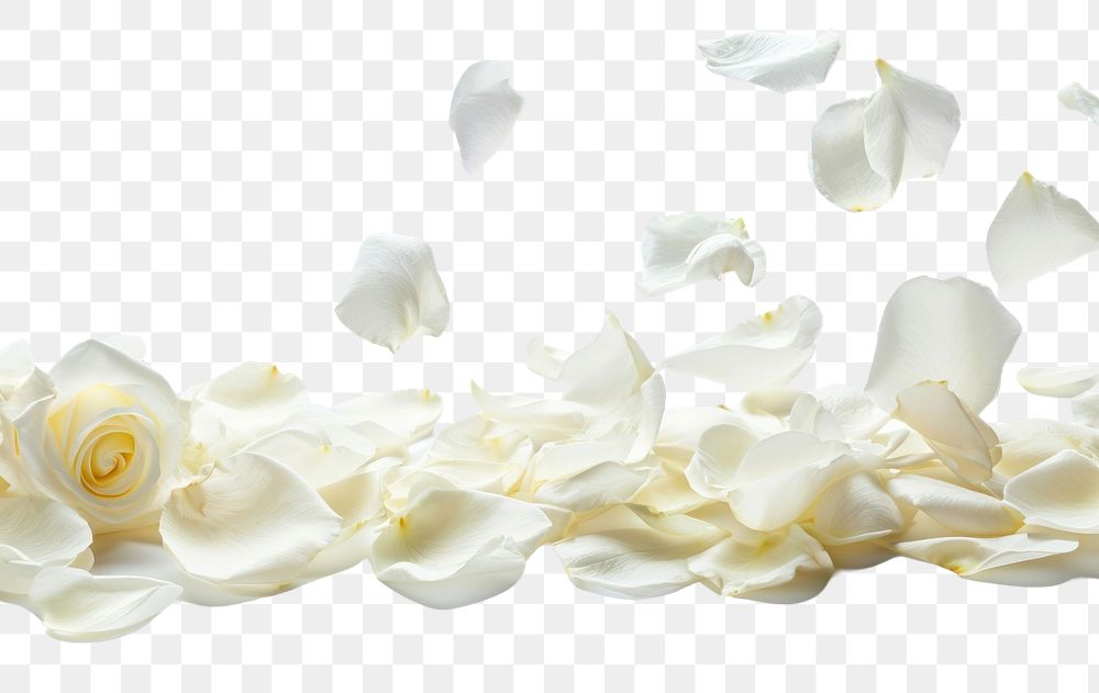 PNG Falling white rose petals flower plant white background.