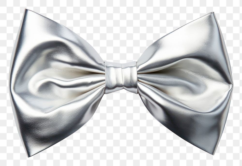 PNG Bow silver shiny white.