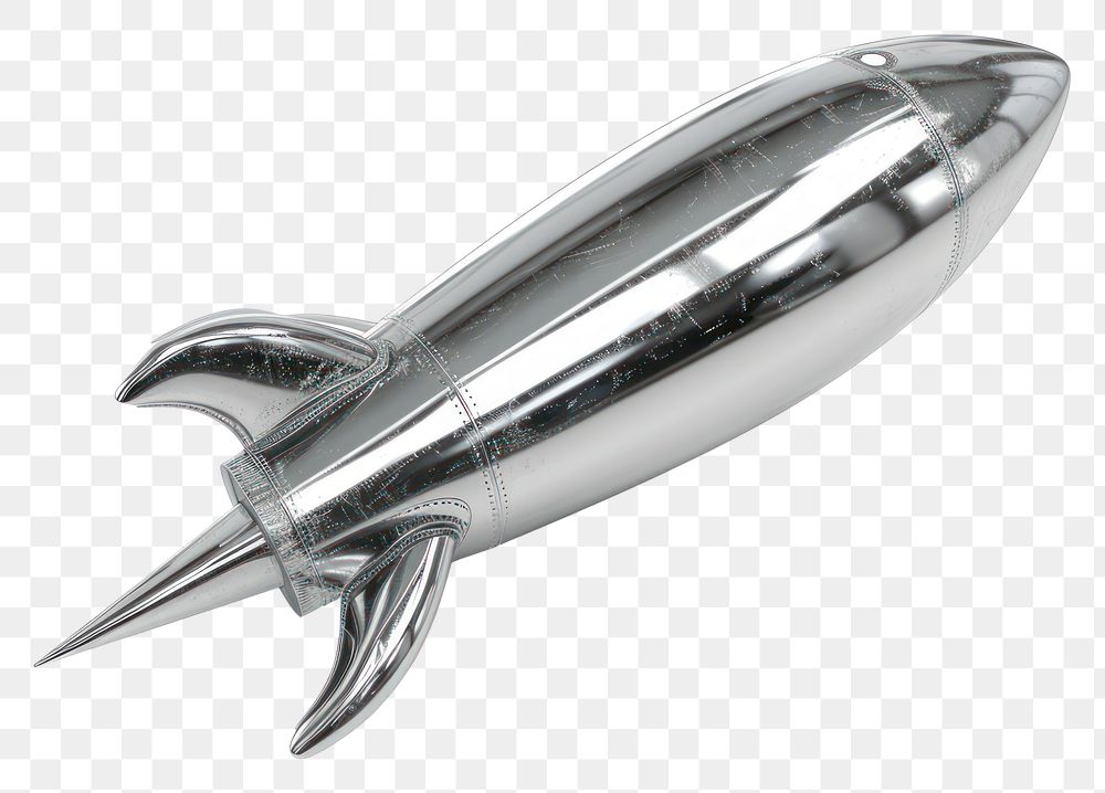 PNG Rocket Chrome material white background transportation weaponry.