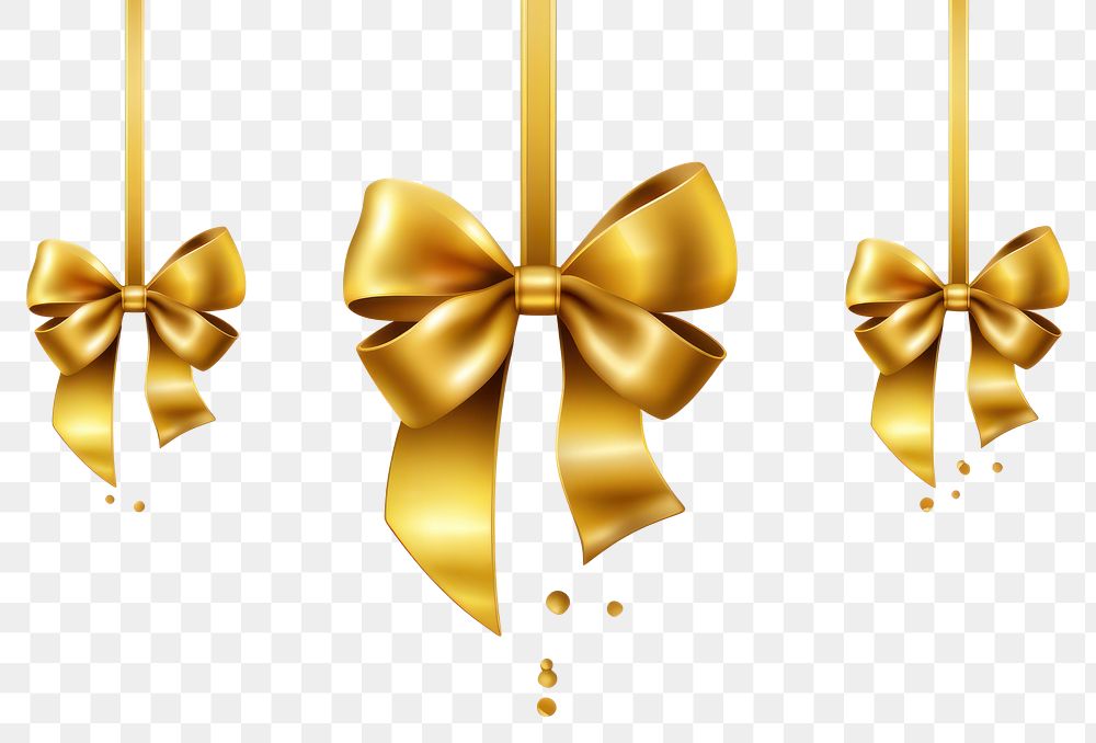 PNG Golden ribbon bows white background celebration anniversary.