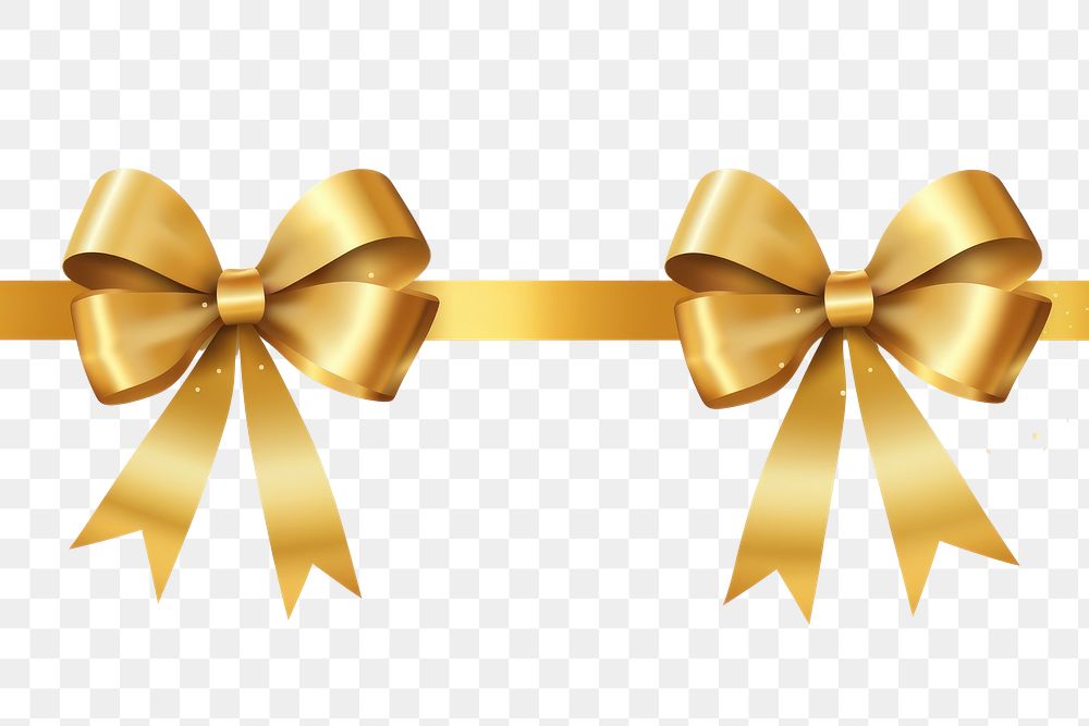 PNG Golden ribbon bows white background celebration accessories.