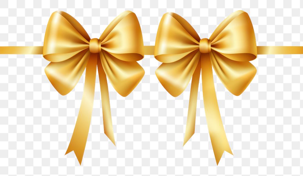 PNG Golden ribbon bows white background celebration accessories.