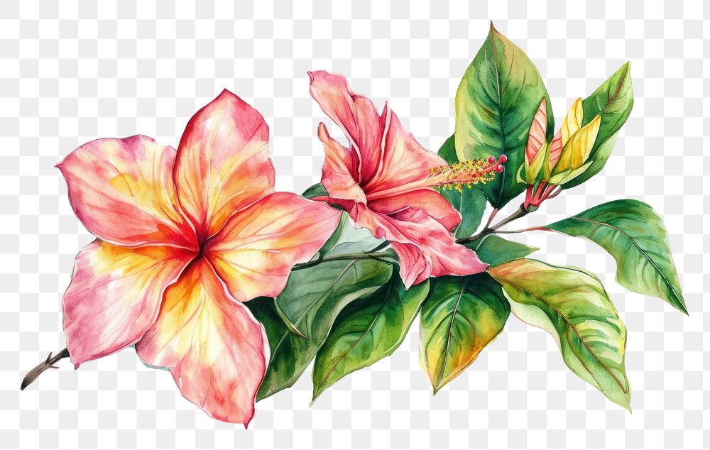 PNG  Tropical hibiscus flower plant.