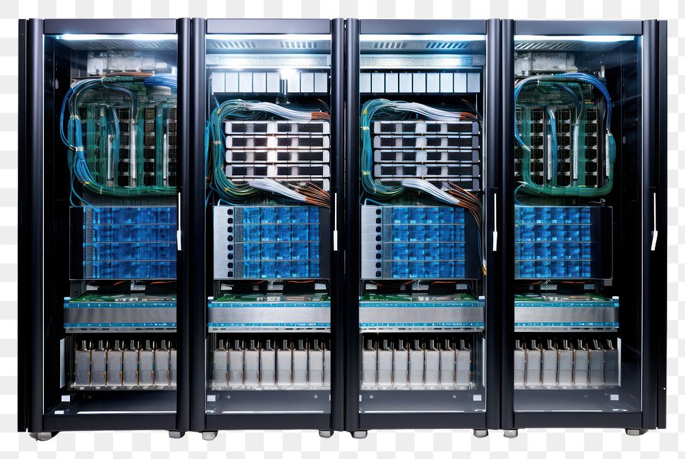 PNG  Super computer server refrigerator electronics.