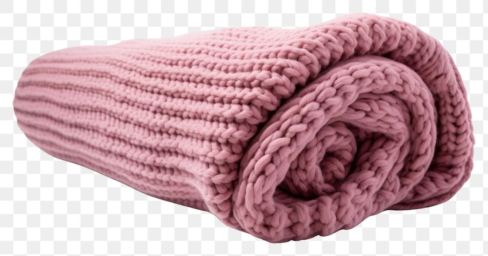 PNG Pink knitted blanket white background material softness.