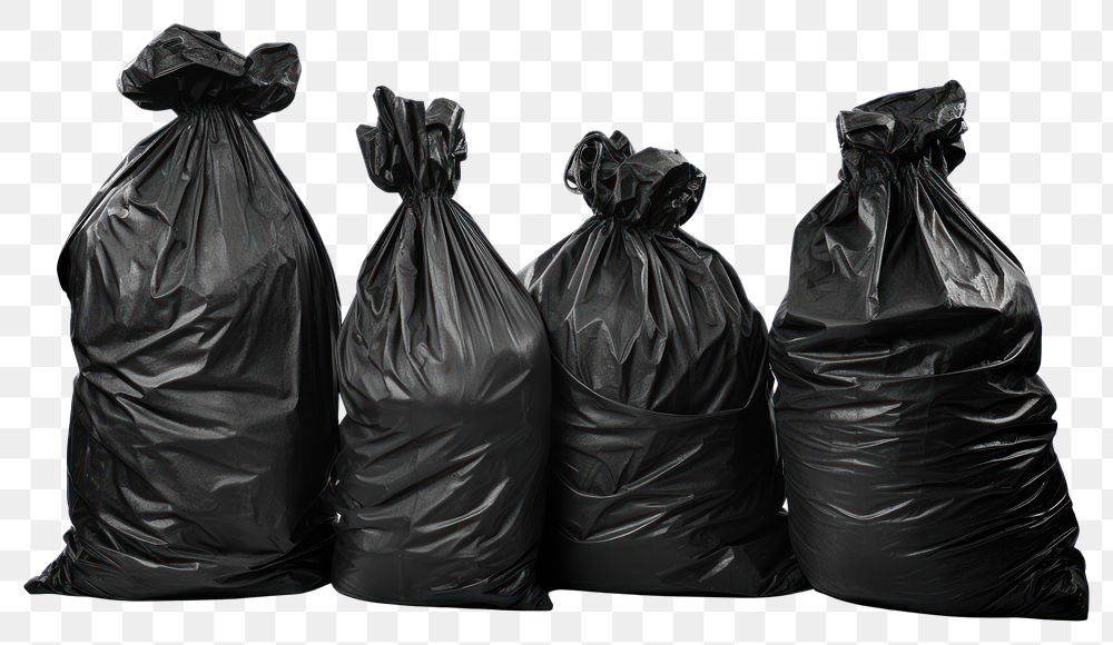PNG Black garbage bags plastic white background recycling.