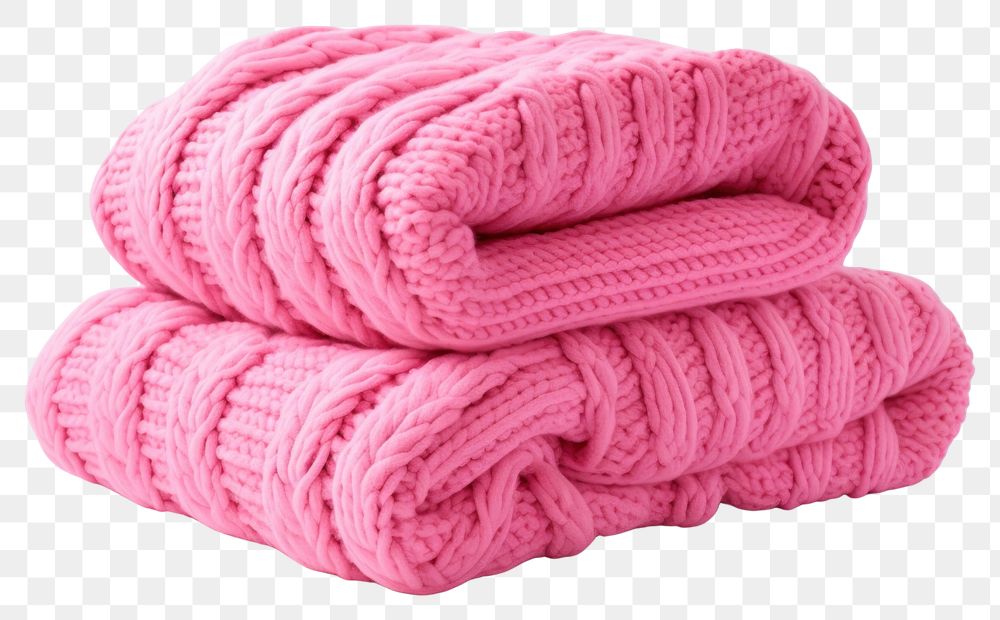 PNG Pink knitted blankets sweater towel white background.