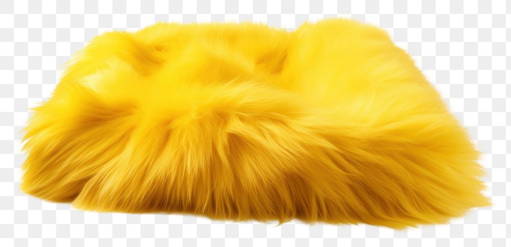 PNG Yellow fur fabric textile yellow white background.