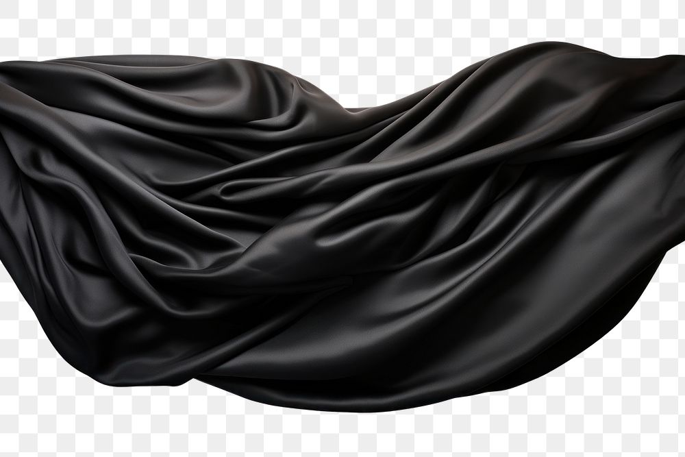 PNG Black silk fabric textile white background crumpled.