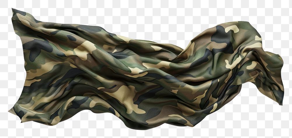 PNG Military camouflage pattern on cotton fabric white background crumpled wrinkled.
