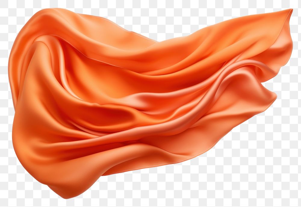 PNG Orange silk fabric textile white background crumpled.