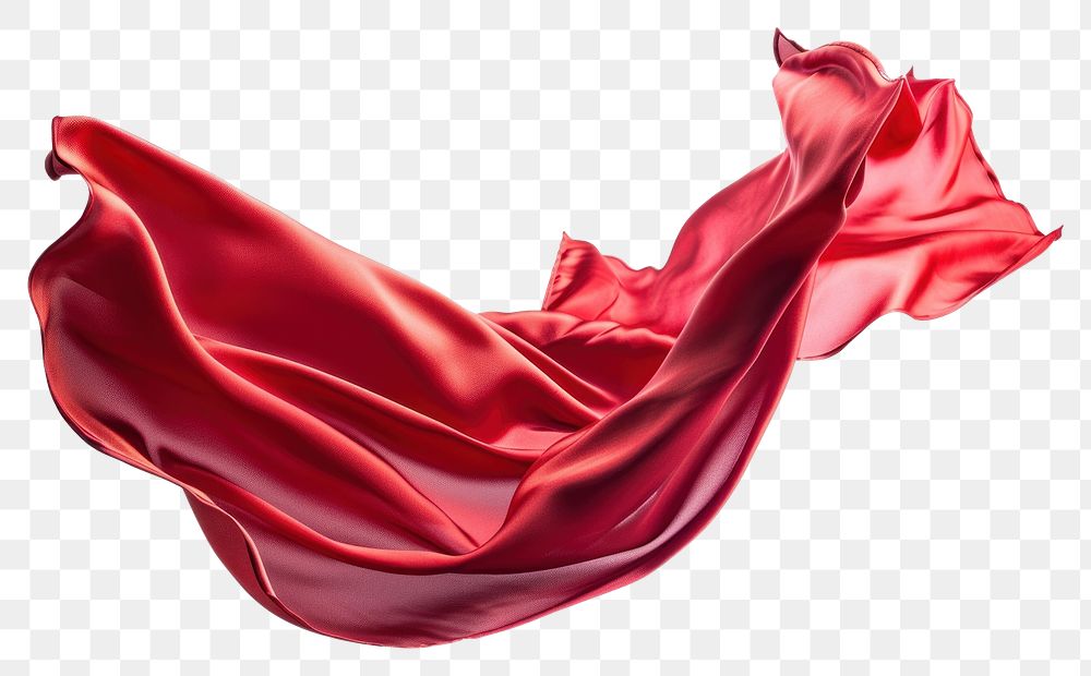 PNG Red silk textile petal white background.
