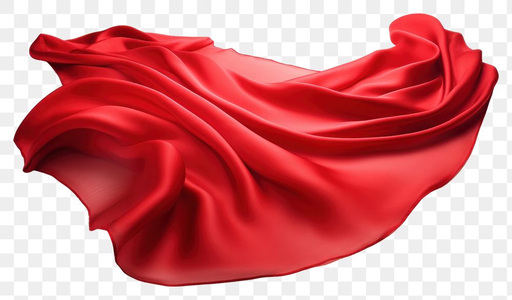 PNG Red silk textile petal white background.