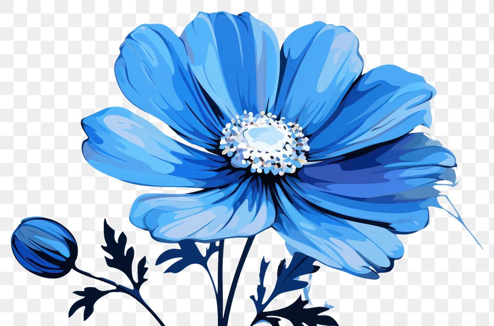 PNG Blue flower pattern plant art. AI generated Image by rawpixel.