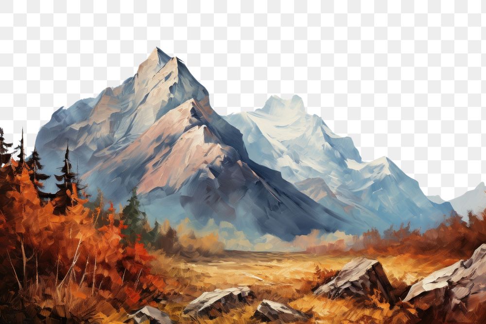 PNG Mountain painting wilderness landscape. AI generated Image by rawpixel.