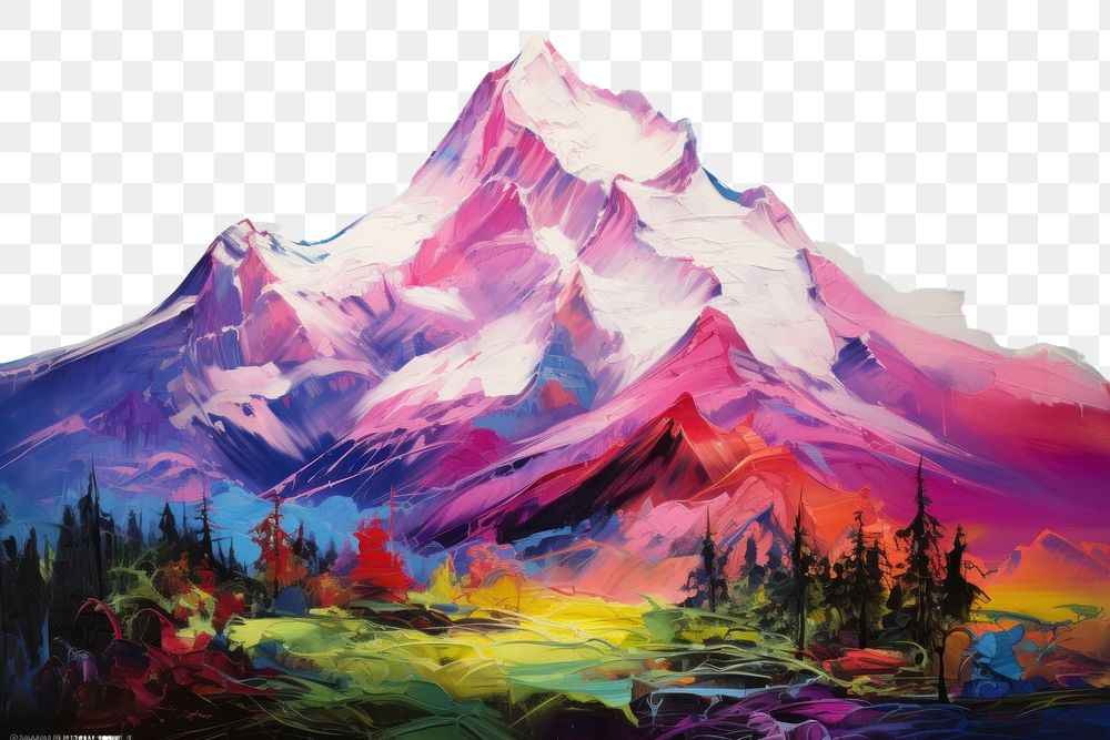 PNG Landscape mountain painting outdoors. AI generated Image by rawpixel.