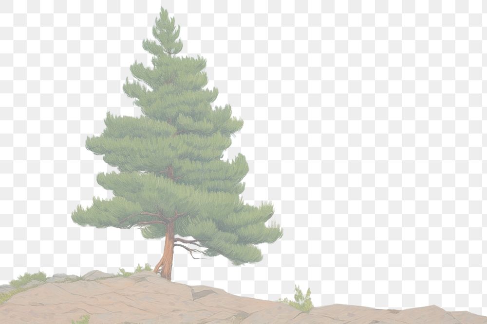 PNG Pine tree painting drawing sketch.