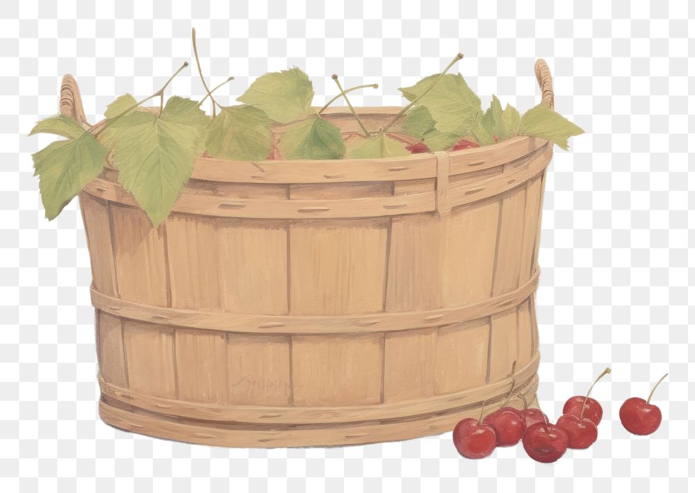 PNG Cherries basket painting plant.
