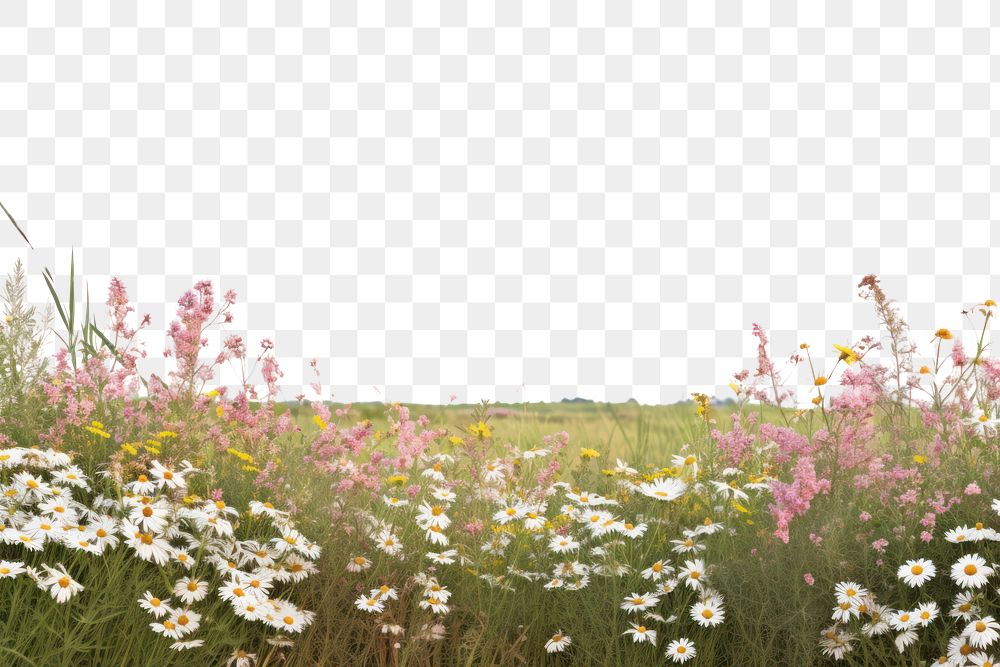 PNG Flower field landscape sky grassland
