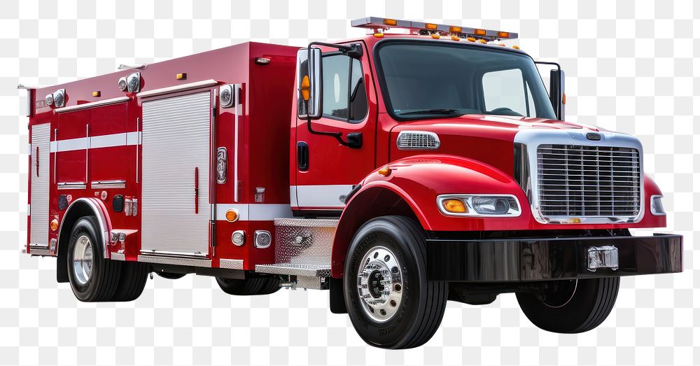 PNG  New red fire truck vehicle white background transportation.