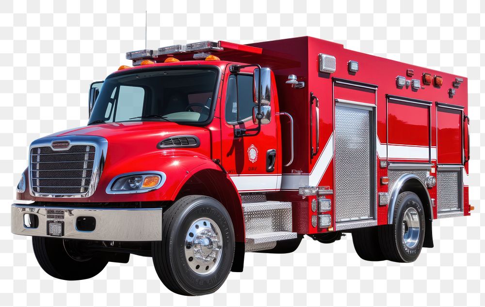PNG  New red fire truck vehicle white background transportation.