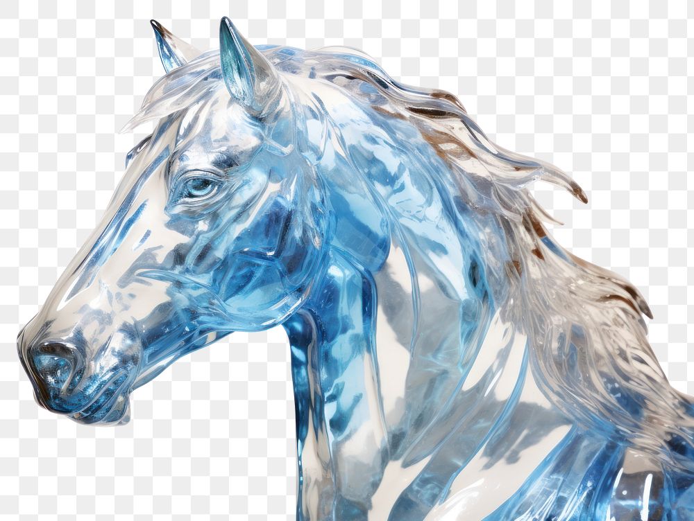 PNG  Horse colored ice animal mammal white background.
