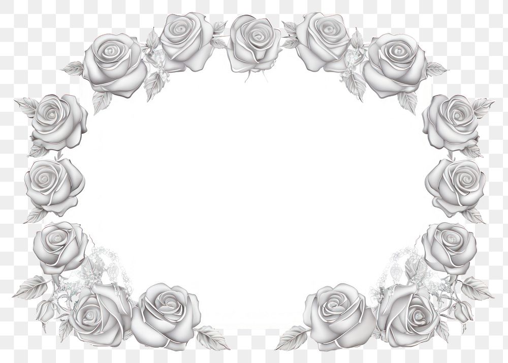 PNG  Rose flowers frame plant black background monochrome.