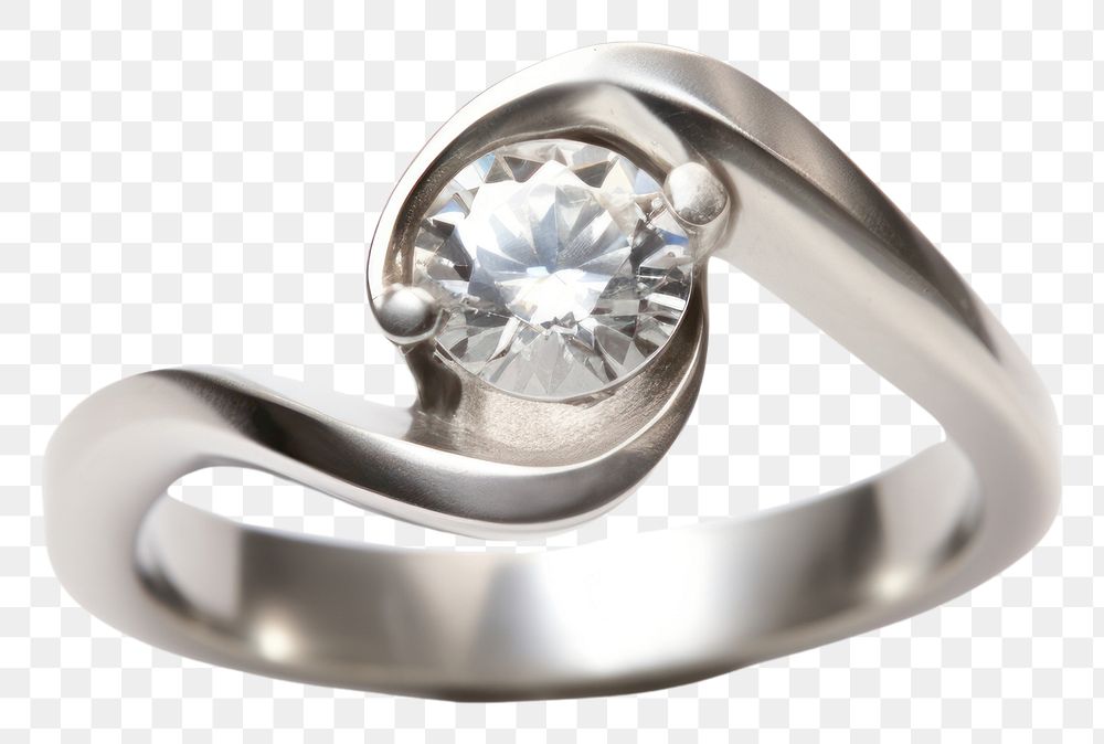 PNG  Diamond ring silver platinum gemstone.